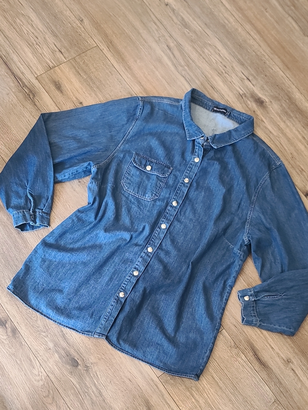 PrettyLittleThing Oversized Denim Shirt Dress Blue Shacket EUC Size 8